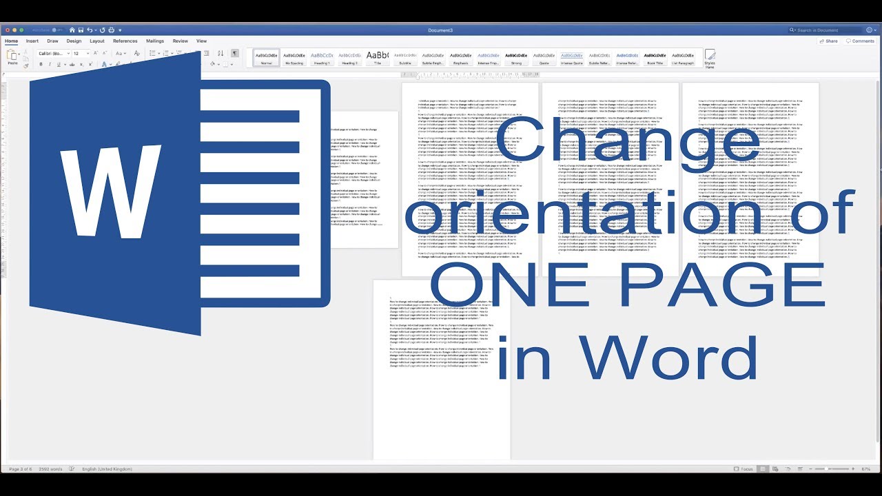 word for mac change page orientation